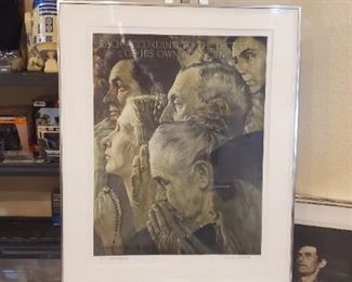 Norman Rockwell "Freedom of Worship" ARTIST PROOF signed in pencil