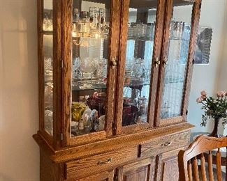 Solid Oak China Cabinet (2 Pieces)
