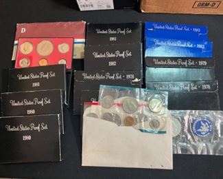 Variety of United States proof sets for coin collectors