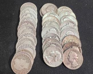 Barber in Washington silver quarters