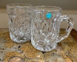 New without box Tiffany Crystal beer steins, mugs