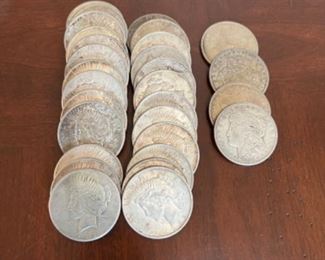Peace and Morgan silver dollars