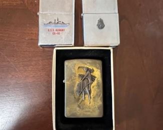 USN & USS ALBANY ZIPPO LIGHTERS and Marlboro 