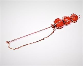 Antique 14kt rose gold Jabot Pin. No markings but was tested by local jeweler.