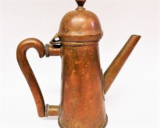 Vintage copper coffee server by Peggy Page . ........To register and to place bids simply go to www.capitolsalesservices.hibid.com