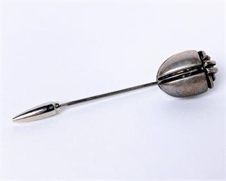 Antique Sterling Silver Jabot Stick Pin of an Egyptian Scarab