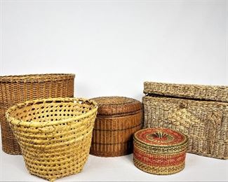 Old hand woven wicket baskets