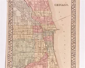 Original 1867 map of the city of Chicago by Augustus Mitchell. ........To register and to place bids simply go to www.capitolsalesservices.hibid.com . ........To register and to place bids simply go to www.capitolsalesservices.hibid.com