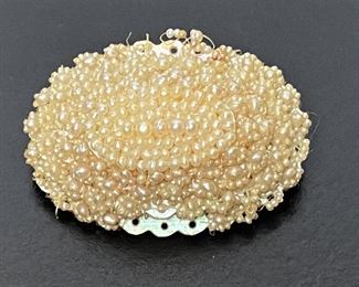 Victorian seed pearl brooch