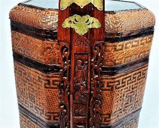 Chinese Nested Rattan and Bamboo Wedding Basket