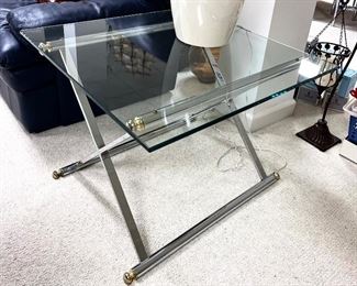 30% OFF  1 of 2 Mid Century Modern Baughman chrome and glass side tables -  larger table
