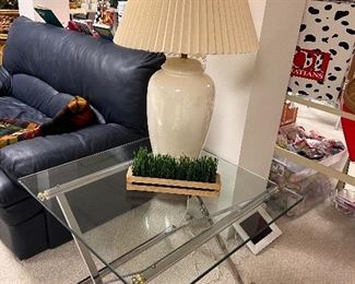 30% OFF  1 of 2 Mid Century Modern Baughman chrome and glass side tables - 1 larger table and 1 smaller table 