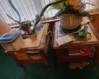 2 End Tables Marble Top $40 each