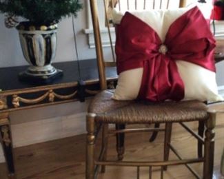 Small antique, gold-painted accent chair. Now $50.