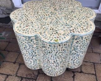 30” flower shaped, mosaic table or seating. 17” high.