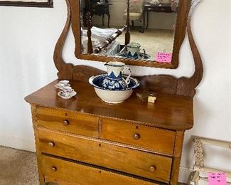Antique oak dresser with mirror