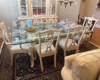 Blonde solid wood formal dining set and matching china cabinet
