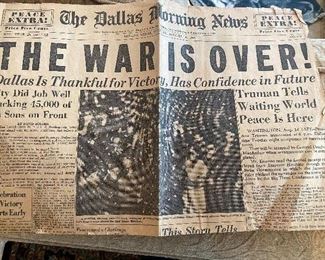 Dallas Morning News WWII Headline newspaper