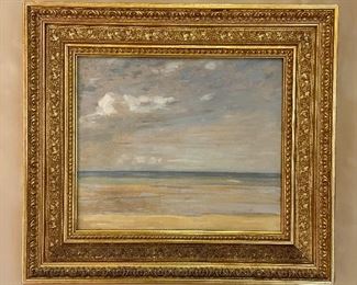 "The Sea" Oil on Board by Emile Delobre, French, b. 1873-1956