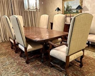 Double Pedestal Dining Room Table & 12 Ralph Lauren Chairs