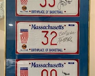 Autographed Larry Bird, Kevin McHale, Robert Parish License Plates