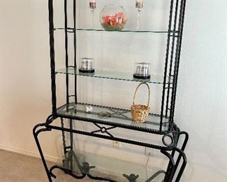 Black metal and glass display shelf