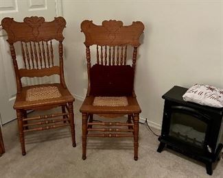 2 vintage chairs, working electric stove heater