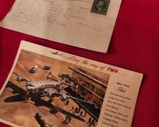 Old TWA Postcard and Rare stamp on postcard