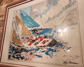 Large Silkscreen by Leroy Nieman- Americas Cup 1964