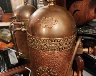 Very cool Hammered Copper old Cappuccino Machine about 20" tall with wood handles