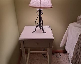 Small white table w drawer $30. Small lamp $12
