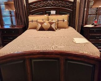 Queen Bed with Pinecone Design