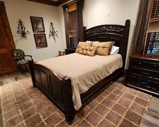 Queen Bed with Pinecone Design