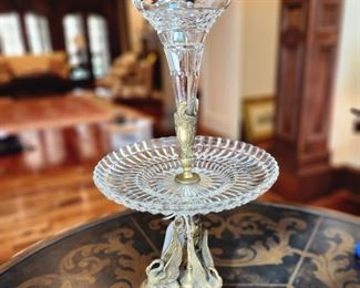 Bronze and Crystal Epergne Centerpiece Bowl