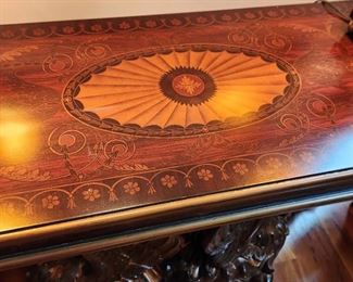 Classical Parcel-Gilt Grain Painted Table with Swan Detail