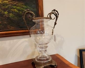 Lovely Brass and Glass Urn (pair available)