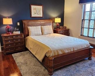  Queen Bed with Leather Headboard