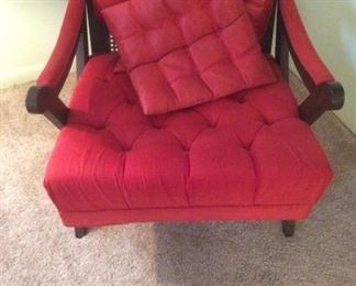 Mid-Century Modern Red Velvet Sitting Chair 