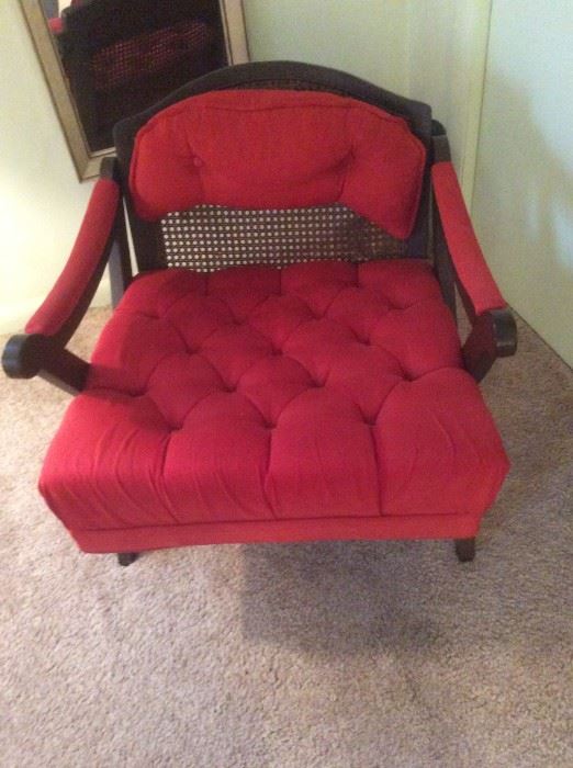 Mid-Century Modern Red Velvet Sitting Chair