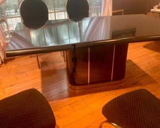Beautiful  Brass and Black Lacquer Elegant Dining Table with  Chairs - and protective Pads $795.00