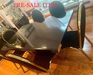 Beautiful  Brass and Black Lacquer Elegant Dining Table with  Chairs - and protective Pads $795.00