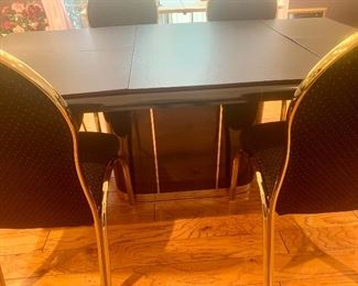 Beautiful  Brass and Black Lacquer Elegant Dining Table with  Chairs - and protective Pads $795.00