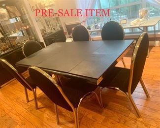 Beautiful  Brass and Black Lacquer Elegant Dining Table with  Chairs - and protective Pads $795.00 +tax