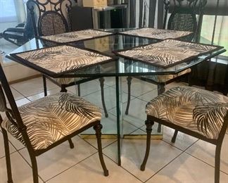 Glass top with mirrored base table with 4 chairs!  $295