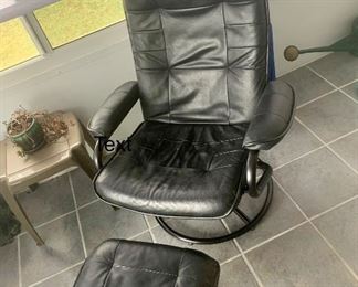 Great “stressless” style black chair with ottoman - $95 + tax