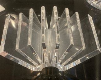 Vintage Guzzini Clear Lucite Desk Organizer Letter Card Holder Art Deco Italy