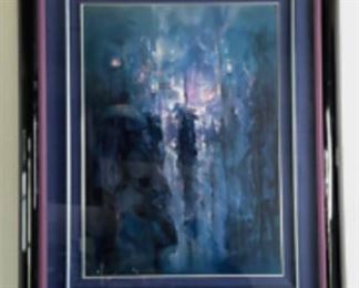 Pre- Sale Item!  Stunning artist proof - JOHN PITRE "Night Street" matte and Framed - signed and numbered -   JUST BEAUTIFUL!!    $1,750