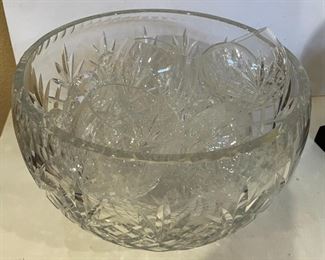 Crystal punchbowl and other glassware