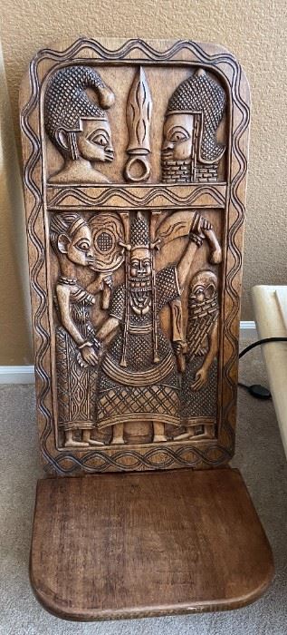 African hand carved wood chair