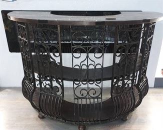 Beautiful Iron and Wood Half Moon Bar